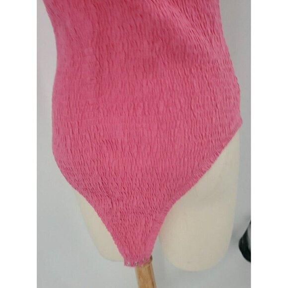 Brave Soul London Womens Pink Shirred Sleeveless Bodysuit Tank Top Large NWT - Picture 9 of 12